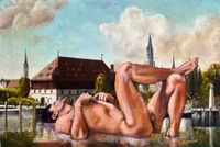 Sehr zum &Auml;rger der Bewohner badete Riese Jorit gerne im Hafen von Konstanz (Riese #29) | Much to the annoyance of the residents, giant Jorit liked to bathe in the harbor of Constance (Giant #29)